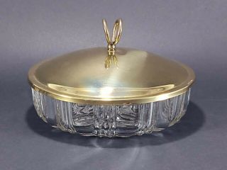 Anchor Hocking Clear Old Cafe Candy Dish Gold Aluminum Lid