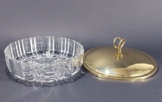 Anchor Hocking Clear Old Cafe Candy Dish Gold Aluminum Lid 2