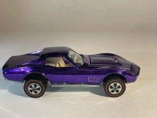 Mattel Hot Wheels Redlines 1968 Corvette Usa Purple W/white Interior