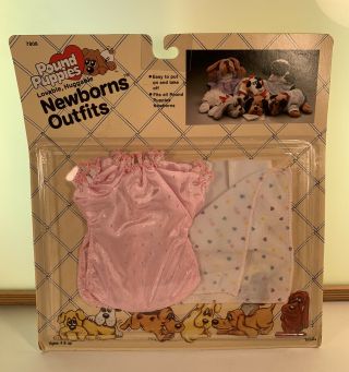 Vintage 1986 Pound Puppies Newborns Outfit Dog Clothing Nightgown Nib
