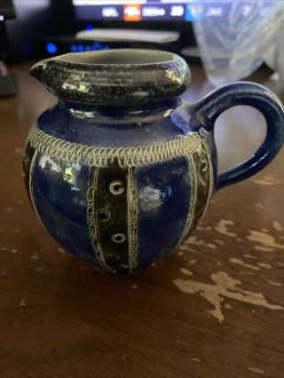 Stoneware Salt Glazed Small Pitcher Creamer Cobalt Blue W.  Germany