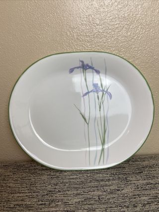 Corning Corelle Shadow Iris Oval Serving Platter 10 - 1/4 " X 12 " Purple Green Rim