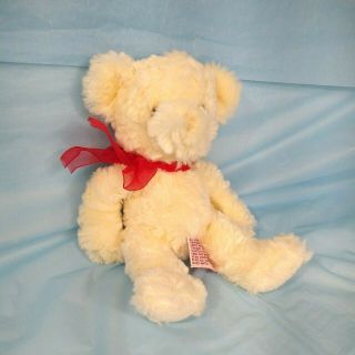 Russ Berries Sherry Plush Bear Stuffed Animal Off - White With Red Bow 8.  5 Inch