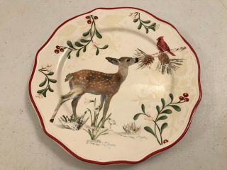 Better Homes And Gardens Heritage Holly Christmas Winter Deer Salad Plate 8.  5 "