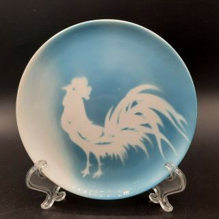 Vtg Mcm Jackson China Restaurant Ware Airbrushed Blue Rooster Small Plate 5.  25 "