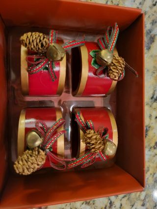 Vintage Set Of 4 Red Lenox Winter Greetings Napkin Rings Christmas