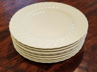 Set Of 8 Sheffield Bone White.  Swirl Rim China 10.  25 " Dinner Plates