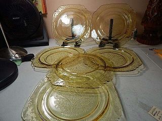 Federal Glass Madrid Amber Luncheon Plates Set Of 6
