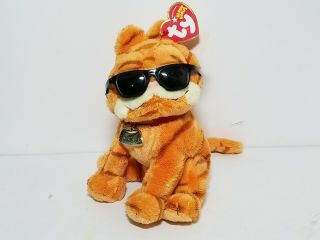 2004 Ty Cool Cat Garfield 8 " Plush Beanie Baby With Tag,  Sunglasses - Gift Idea