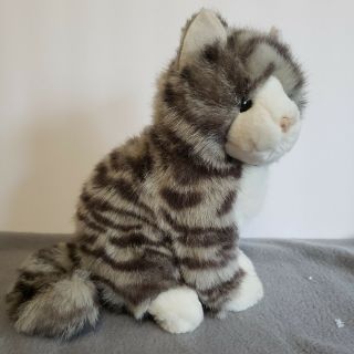 Douglas Cuddle Toys Gray White Tabby Cat Kitten Striped 9 " Sitting Plush
