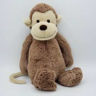12 " Jellycat London Bashful Monkey Brown Tan Plush Lovey Stuffed Animal Toy