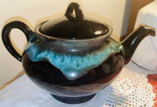 Royal Canadian Art Pottery Brown Drip Glaze Tea Pot Dripless Mid Mod Teapot