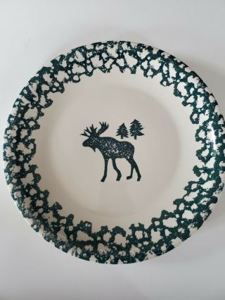 Tienshan Moose Country Round Platter Plate 12” Stoneware Folk Craft
