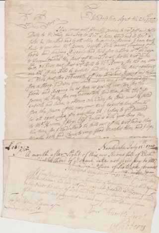 1710 Philadelphia Pa Letter To Dumfries Scotland W/ Two 1710 Dated Enclosures