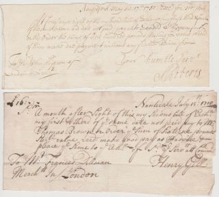 1710 PHILADELPHIA PA LETTER to Dumfries Scotland w/ two 1710 dated Enclosures 4