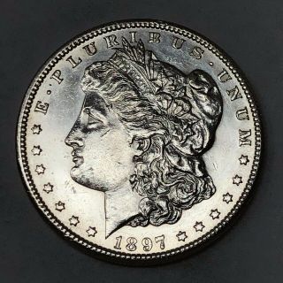 1897 - S Uncirculated Bu Morgan Silver Dollar 90 Silver $1 Coin Us U284