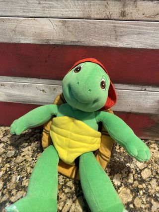 Franklin Turtle 14 " Plush Stuffed Animal Toy Red Ball Cap Shell Vintage 80s Eden