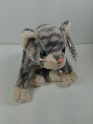 Vintage 1999 Ty Beanie Babies " Silver " Plush Stuffed Animal Toy Cat Small 6 "