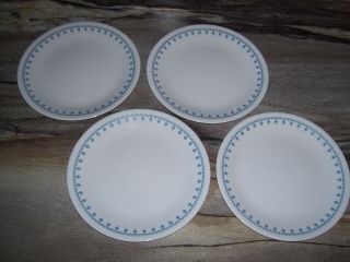 Set Of 4 Vintage Corelle 8.  5 In.  Lunch Plates Snowflake Blue.