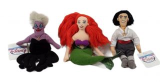 Disney The Little Mermaid 3 Bean Bag Dolls Ariel,  Prince Eric,  & Ursula