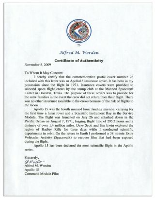 Apollo 15 Crew Signed NASA Insurance Cover - 2