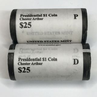 2012 Chester Arthur Presidential Dollar P&d Roll Set - Us Wrapped Bu Rolls