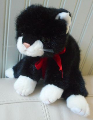 Ty Classic 1997 Boots Tuxedo Cat Kitty Black White Red Ribbon Plush Stuffed Toy