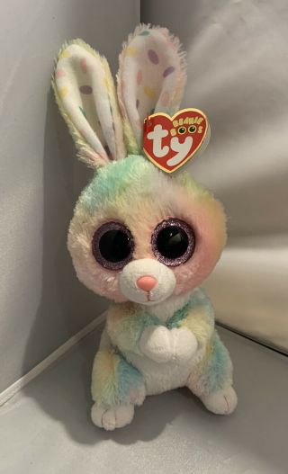 Ty Beanie Boo Boos Bubby Easter Rabbit Bunny Medium 12” Plush Pastel Tye - Dye