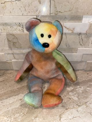 Ty Beanie Baby Garcia / Tie Dyed Bear No Hang Tag; 2nd Gen Tush Tag