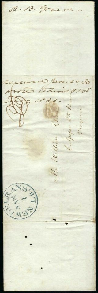 1835 Letter Raleigh Green to Brother in VA,  Off to Join the Texas Revolution, 2