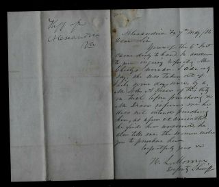 1856 Alexandria,  Va Letter - Trying To Find Owner For Injured Slave Woman