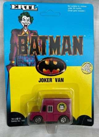 Ertl Batman Die - Cast Metal Joker Van– On Card & Never Hung Rare & Htf