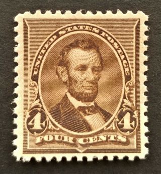 Us Stamp,  Scott 222,  4c Dark Brown Lincoln,  Mnh Og Vf,  W/cert,  Cv $240