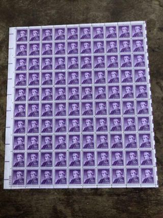 Scott 1051 Stamp Susan B.  Anthony 50 Cents Liberty Series Sheet 100 Mnh 1955