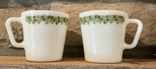 2 Pyrex Vintage Crazy Daisy Spring Blossom Green White Coffee Cups Mugs D Handle