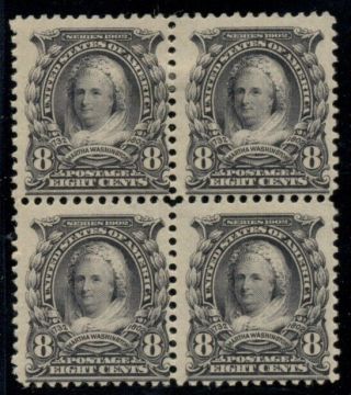 Us 306,  8¢ Martha Washington,  Block Of 4,  Og,  2nh/2h,  F/vf,  Scott $310.  00