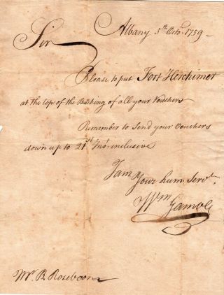 1759,  Fort Herkimer,  York,  William Gamble Letter,  Re: Military Vouchers