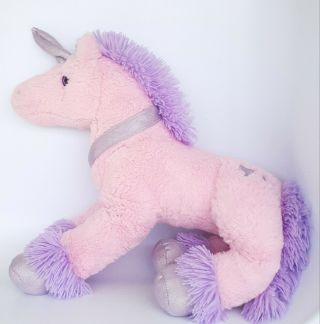 Dan Dee Plush Fuzzy Pink Purple Laying Unicorn,  23 Inch Large Stuffed Animal