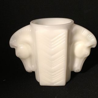 Macbeth Evans Monax Double Horse Head Milk Glass Shaving Cup Mug Art Deco
