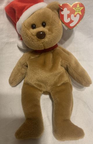 1997 TY Large Holiday Teddy Bear Beanie Baby Christmas EUC 2