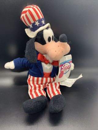 Disney Store Uncle Sam Goofy Bean Beanie Plush Doll Patriotic American