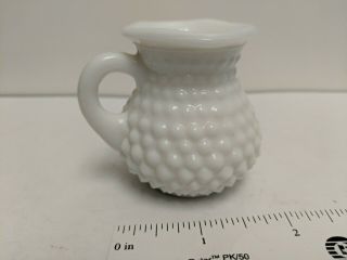One Small Vintage Hobnail White Milk Glass Pitcher 2
