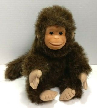 Hosung Brown Monkey Chimp Plush Hands Cling 1994 Vintage Stuffed 10 "