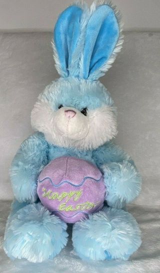 Dan Dee Happy Easter Bunny Rabbit Plush Stuffed Animal Pastel Blue Egg 16 "