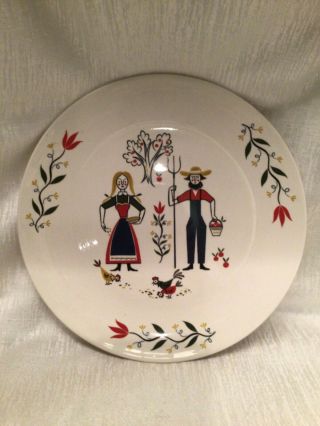 Homer Laughlin Rhythm Farmer Wife Amish Pennsylvania Dutch 10 " Dinner Plate