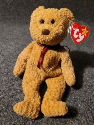 Curly The Bear 1996 - Ty Beanie Baby Retired Rare W/ Tags Plush Collectible N6