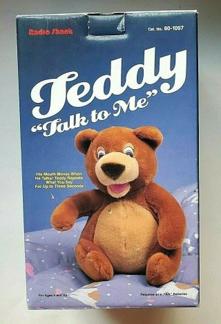 Vintage Radio Shack Teddy Bear Talk To Me Battery Operated 1989