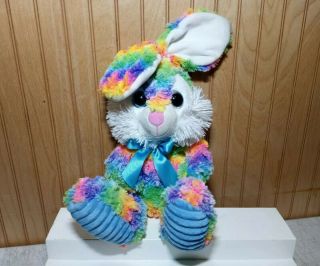 10 " Bunny Rabbit Stuffed Plush Floppy Ears Multi - Colored Toy Plastic Eyes