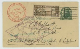 Mr Fancy Cancel C14 $1.  30 Gref Zeppelin On 1c Postal Europe Pan Am Flight Cv$390