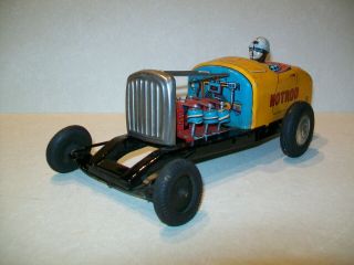 Vintage Tin Litho Friction K Sankei Toys Hot Rod Race Car - Piston Action - Japan